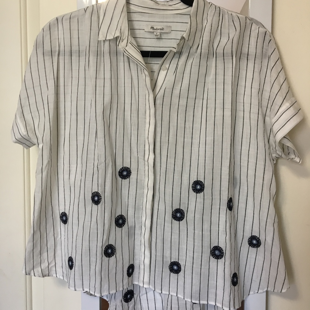 Madewell Button Down Embroidered Top